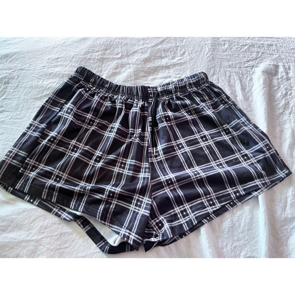 Womens Plaid‎ Sleep Shorts Lounge Pajama Pants Size 7 Black White
